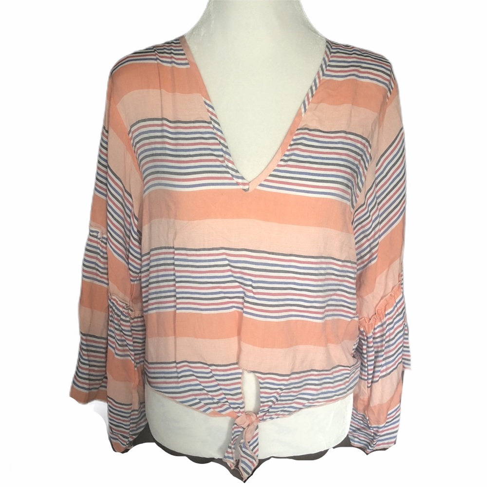 Anthropologie Lavender Field Pink Bell Sleeve Top